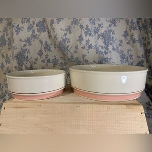 VTG Set of 2 Nesting Bowls from Daily Dining Nikko Pink Stripes Ascension